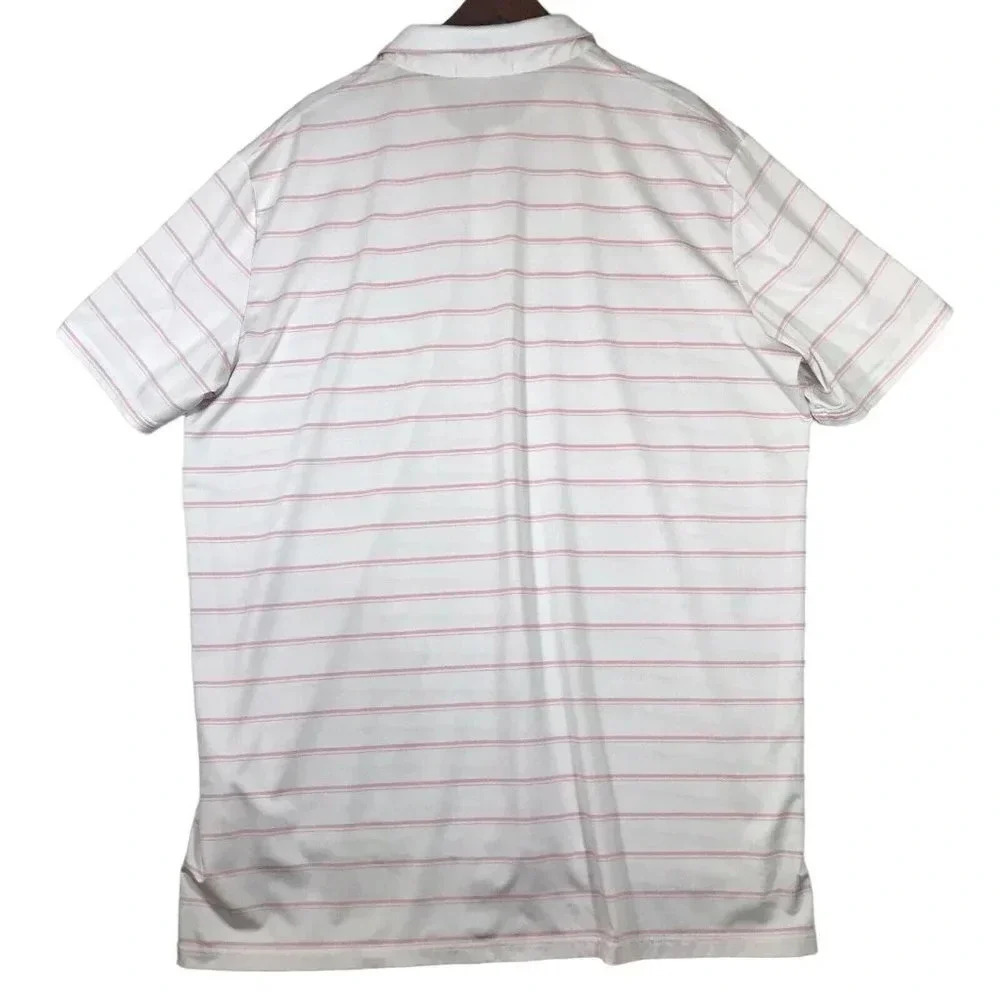 RLX Ralph Lauren Polo Shirt Mens XXL Pink White Striped Logo Short Sleeve 2XL - Picture 6 of 12